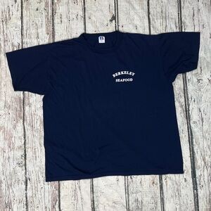 VTG 1980s Berkeley Seafood New Jersey 80s Crewneck Blue Single Stitch Tshirt